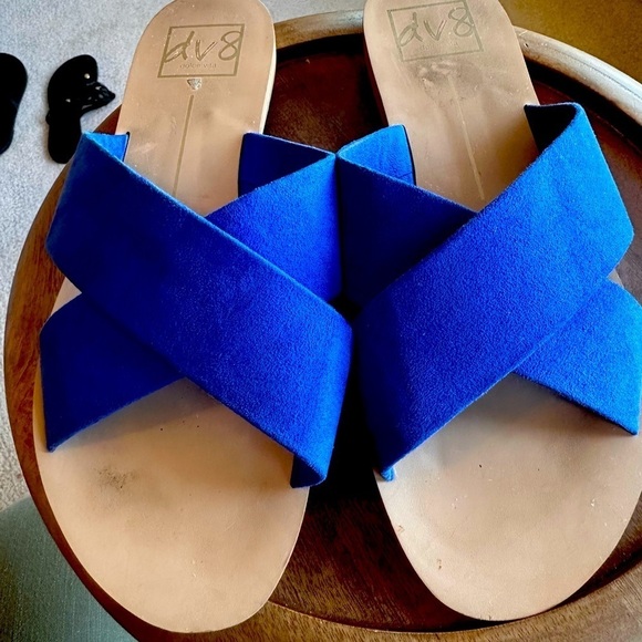 Dolce Vita Criss Cross flat sandals Vibrant blue Suede Size 9 - Picture 2 of 6